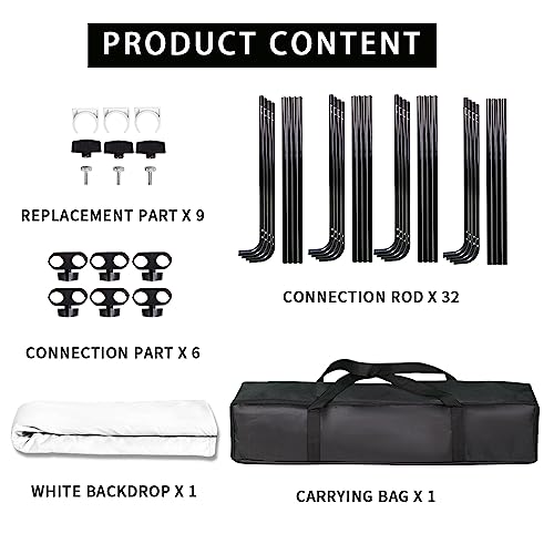 7.87ft x 13.12ft White Screen Backdrop with Stand, Portable Large Wrinkle-Resistant Collapsible Photography Background for Photo Studio Video Shooting, Portrait Product Headshot Photography