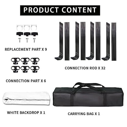 7.87ft x 13.12ft White Screen Backdrop with Stand, Portable Large Wrinkle-Resistant Collapsible Photography Background for Photo Studio Video Shooting, Portrait Product Headshot Photography