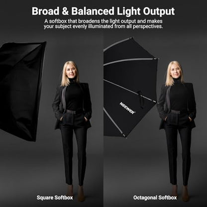 NEEWER BASICS Parabolic Softbox, 47.2" Bowens Mount Soft Box, Light Diffusers/Grid/Bag, Compatible with Aputure 150c Compatible with Godox SL60w NEEWER FS300C FS230C FS150B HB80C CB200C Q6 Q300, NS66P - size: 120cm/47.2"