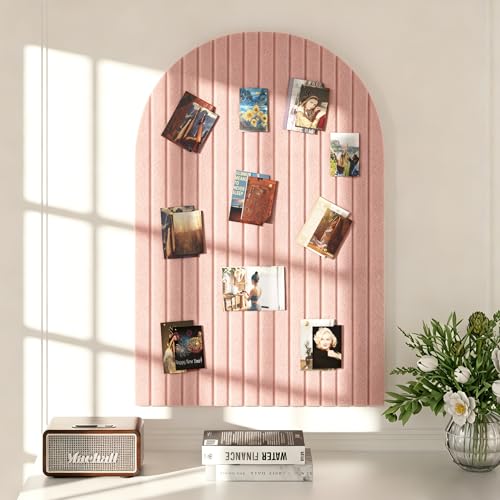 Felt Bulletin Board, 35" x 24" Cork Board Alternative, Decorative Felt Pin Board with 30 Push Pins, Vision Board for Office Home Bedroom Wall Decor, Photo Display(Pink, Arched - 35 x 24 Inches) - color: Pink, size: Arched- 35 x 24 Inches