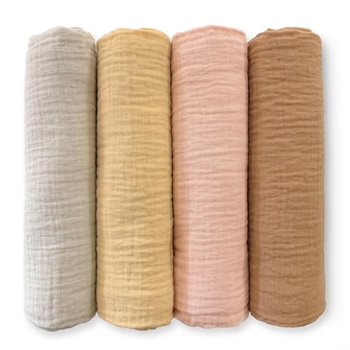 SwaddleDesigns Cotton Muslin Swaddle Blankets for Babies, Set of 4, Neutral Receiving Blankets for Newborn, Baby Registry & Gift, 46x46 inches, Tuscan Sunset - color: Tuscan Sunset