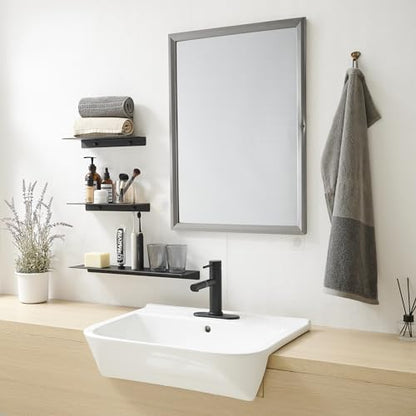 JOOM 2 PCS Small Floating Shelf, 12'' Metal Wall Shelf, Black, Bathroom, Durable, Waterproof, 5.0lbs Weight Capacity - color: Black, size: 12 Inch-Two Pack