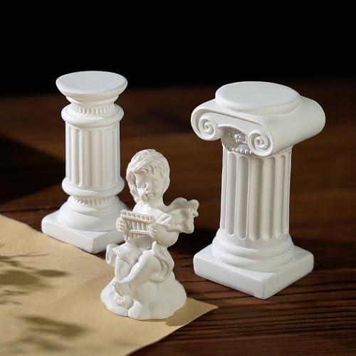 Mini Nordic Resin Roman Column, Greek Sculptural Angel Display, Photo Props, Candle Holder, Sketching Art Teaching Tools (Angel (Panpipe) - 6.5cm) - color: Angel (Panpipe) - 6.5cm
