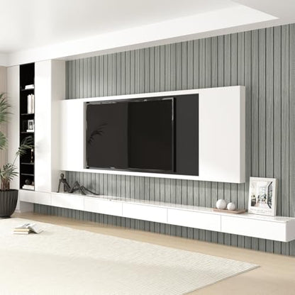 3D Acoustic Wood Wall Panels Light Grey Stick on Wood Panels for Walls 11.8"x196" Flexible Modern Wooden Slat Paneling Nature Wallpaper for Bedroom Living Room Cabinet Covers Liner Ceiling - size: 11.8"x196"