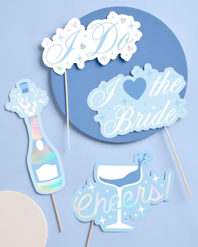 xo, Fetti Something Blue Bach & Bridal Shower Photo Props - 24pc | Bachelorette, Bridal Shower, Photo Booth, Something Blue, Bride to Be, Engagement Party, Blueprint Decorations, Photo Booth Props