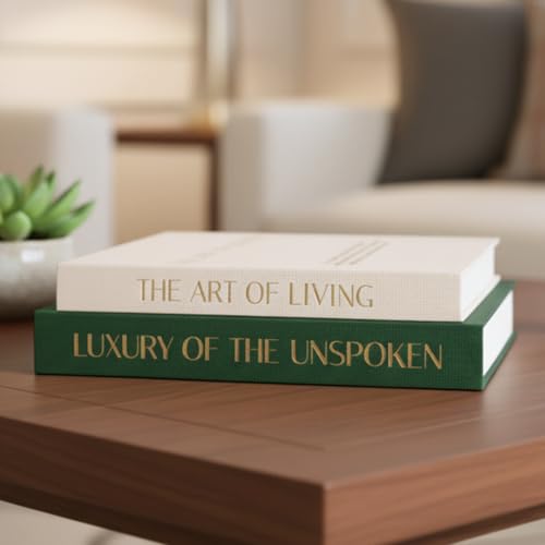 Decorative Books for Home Decor (Set of 2), Linen Fake Books for Decoration, Home Decor for Coffee Table Book, Fake Book Decor Aesthetic Set, Photo Storage and Keepsake Box (Beige + Green) - color: (Beige + Green)