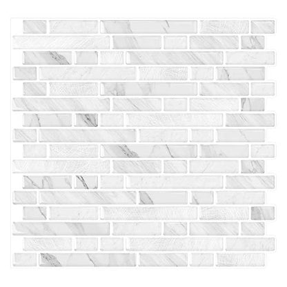 Yipscazo 10-Sheets Peel and Stick Backsplash for Kitchen Slate White Stick on Backsplash for Bathroom Self-Adhesive Wall Tiles for RV, Laundry Room(12"X12") - color: Slate White