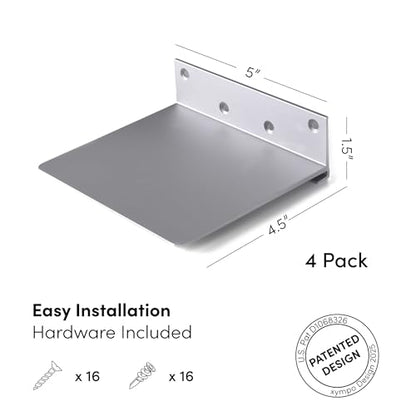 xympo Floating Invisible Bookshelf Wall Mounted (Set of 4) - Aluminum - Turn Books into Floating Shelves