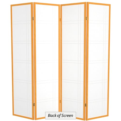 Red Lantern 6 ft. Tall Double Cross Shoji Screen - Honey - 4 Panels - color: Honey, size: 4 Panel