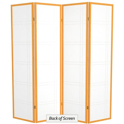 Red Lantern 6 ft. Tall Double Cross Shoji Screen - Honey - 4 Panels - color: Honey, size: 4 Panel