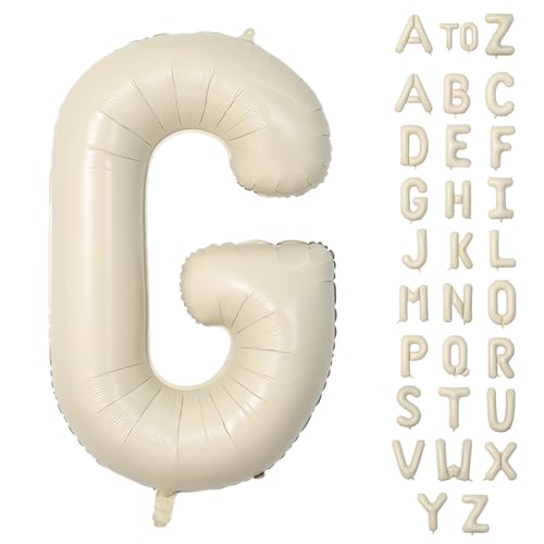 Biapian 40 Inch Giant Cream G Foil Balloon - Big Single Alphabet A-Z Balloons for Birthday, Baby Shower, Wedding, Anniversary Party Decoration - color: Cream Letter-g
