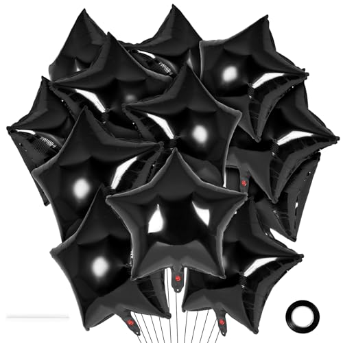 20 Pcs Star Balloons,18 Inch Black Star Foil Balloons,Stars Shaped Balloon Mylar Helium Balloon for Birthday Party Anniversary Wedding Baby Shower Decorations (Black) - color: 18inch-black