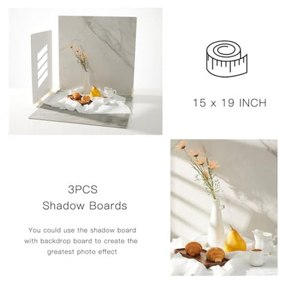 3PCS 15x19 inch Light and Shadow Boards, Window Light Boards for Photography Studio, Perfect for Food, Jewelry and Make-up Shooting - color: WHITE