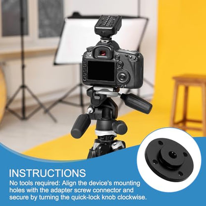 PATIKIL 1/4" Thread Tripod Adapter Holder 20mm Dia, 2Pcs Aluminum Alloy Flange Wall Mount Tripod Mount Plate with Screw for Magic Arm Monitor Light Flash DSLR Camera - size: 1/4" x 40mm