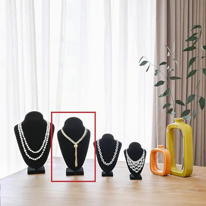 MOOCA 2 Pcs Deluxe Medium Necklace Chain Jewelry Bust Display Holder Stand, Necklaces Display Mannequin, Bust Stand, 6 3/8 W x 4 1/4 D x 10 H in, Black Velvet - color: 2) Black Velvet, 2 pieces