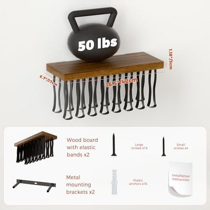 Tohiasen Floating Book Shelves for Wall Mounted Set of 2, Wood Hanging Bookshelf, Book Display Shelf for Wall, Unique Space Saving Book Shelf Wall Book Holder (Brown) - color: Brown