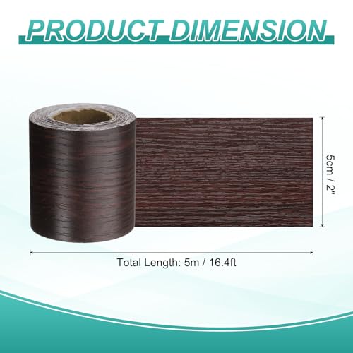HARFINGTON Wood Grain Wallpaper Border 2" x 16.4ft PVC Self-Adhesive Textured Frame Sticker Waterproof Wall Decorative Wallpaper for Floor Door Table Cabinets Desk, Red Wood - color: Red Wood, size: 2" x 16.4ft