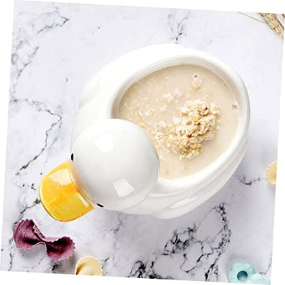DECHOUS Cute Duck Shape Ceramic Food Bowl for Cartoon Animal Design Food Grade Safe Material Easy to Clean for Home Decor and Meals Unique Photo Prop Accent