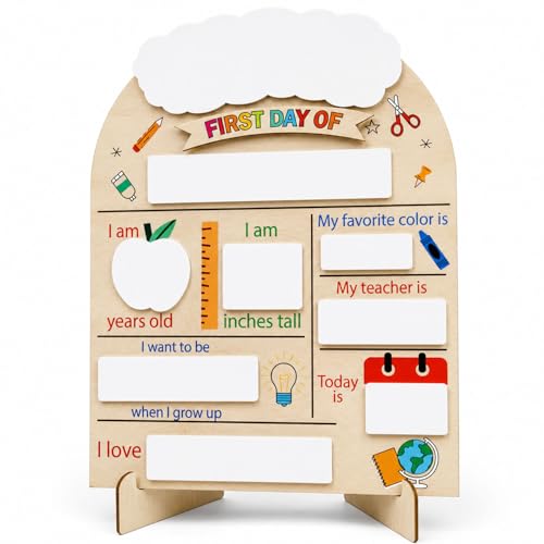 First Day Last Day of School Board Sign for Kids, First Day of Daycare Sign, Back To School Board Sign, Forst Day of School Sign, First Day of School Board - Back to School Kids Supplies Preschool - color: First Day of School Wooden Sign