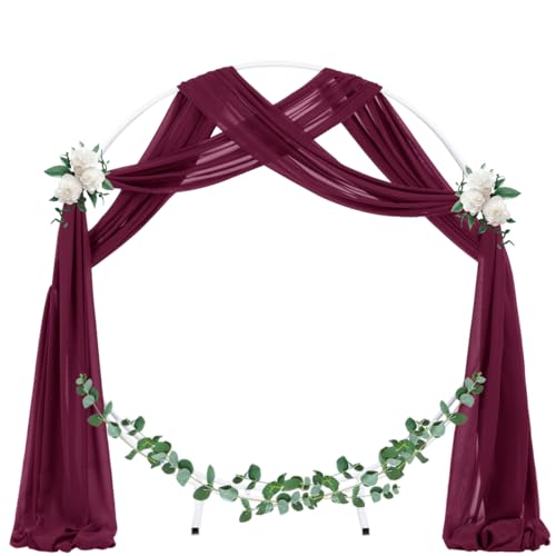 Socomi Wedding Arch Draping Fabric 2 Panels 29" x 19Ft Burgundy Sheer Chiffon Curtain Drapes 6 Yards for Wedding Ceremony Birthday Party Decoration - color: Burgundy Red, size: 29"W x 216"L (Pack of 2)