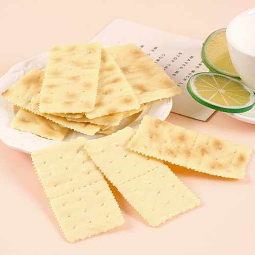10PCS Artificial PVC Realistic Soda Crackers DIY Food Play Cookie Props Model Decoration Used as Photo Props Dining Table Kitchen Display Home Decoration