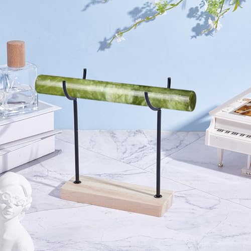 AHANDMAKER Crystal Stone Holder Display Stand Jewelry Organizer Stand with Wooden Base Detachable Jewelry Wrap Watch Organizer Holder for Necklaces Rings Bracelets Keychains Storage