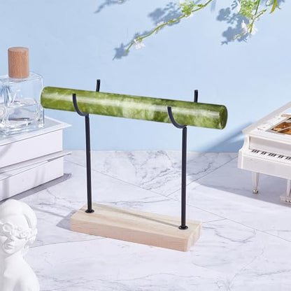 AHANDMAKER Crystal Stone Holder Display Stand Jewelry Organizer Stand with Wooden Base Detachable Jewelry Wrap Watch Organizer Holder for Necklaces Rings Bracelets Keychains Storage