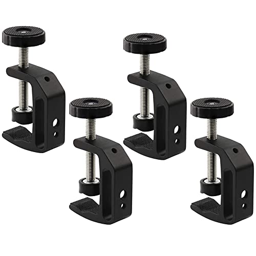 Universal C-Clamp Aluminum Support Clamp Desktop Mount Holder Stand with 1/4" and 3/8" Thread Black(4 Pack)