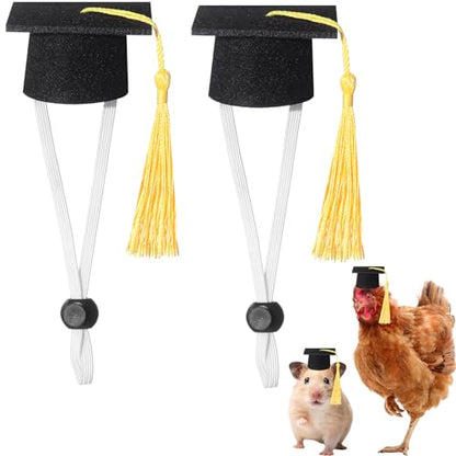 Eccliy 2 Pcs Pet Graduation Caps Mini Bachelor Hats with Tassel for Small Animal Guinea Pigs Hedgehog Bird Turtles Hamster Photo Props Graduation Holiday Festival Party Accessory (Yellow) - color: Yellow