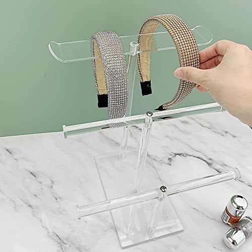Acrylic Headband Holder, 3-Tier Hair Accessories Organizer Clear Stand for Girls - style: 3 Tier