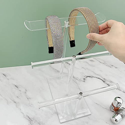 Acrylic Headband Holder, 3-Tier Hair Accessories Organizer Clear Stand for Girls - style: 3 Tier