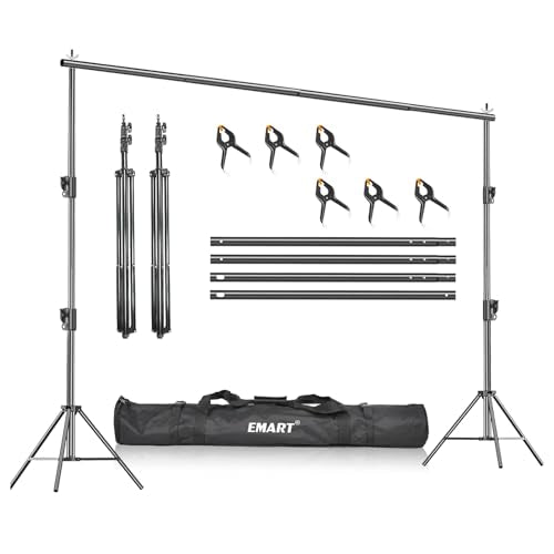 EMART Heavy Duty Backdrop Stand, 10 x 10ft Adjustable Photo Background Support System Kit with Carry Bag for Photography - size: 10x10ft