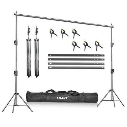 EMART Heavy Duty Backdrop Stand, 10 x 10ft Adjustable Photo Background Support System Kit with Carry Bag for Photography - size: 10x10ft
