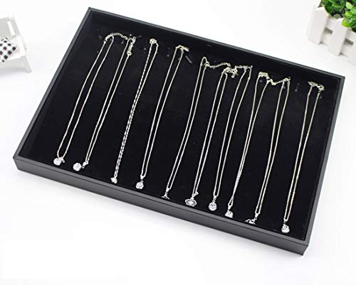 Black Velvet Stackable 20 Hooks Necklace Jewelry Tray Showcase Display Organizer Holder for Dresser Decorative Storage Box Case Single Plate for Little Girls Accessary, Women Long Hand Chains jewels - color: Black 20 Hooks Necklace