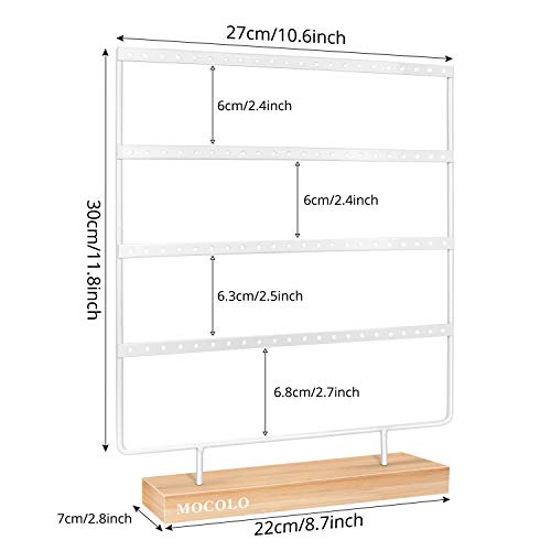 Mocolo Earring Holder Stand, Earring Organizer Display Holder Stand for Hanging Earrings(88 Holes & 4 Layers) (White) - color: White