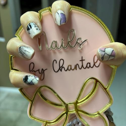Personalized Bow Nail Technician Beauty Salon Advertise Nailfie Prop Business Signnail Artist Gift Nail Social Media Pic Nail Photo Props Custom Nail Art Tray (Black) - color: Black
