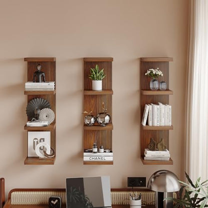 LitaEther Lack Wall Shelf,Display Floating Shelf (Solid Wood, 4 Tier) - color: Solid Wood, size: 4 Tier