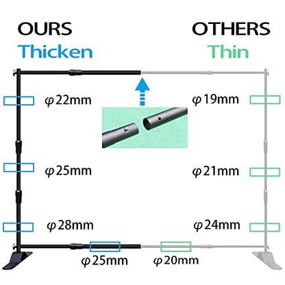 Photo Backdrop Banner Stand Kit, Heavy Duty 10 x 8 FT Adjustable Telescopic Tube Back Drop Display Stand, Step and Repeat Stand for Party Photography Trade Show Booth Background, with Clips