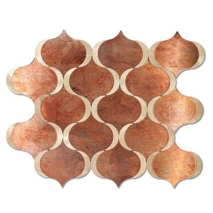 10 Sheet Arabesque Peel and Stick Backsplash Tile, Stick on Backsplash for Kitchen and Bathroom Wall, Retro Brown Look PVC Mixed Metal Aluminum - color: Retro Brown Mixed Metal Rose Gold
