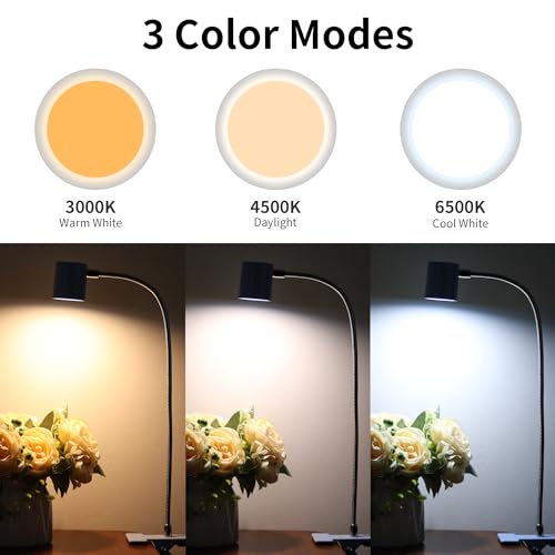 Dott Arts Desk Lamp,USB Clip On Light with 3 Color Modes,LED 10 Levels Brightness Reading Lamp, 360°Gooseneck Book Light,Eye-Care Reading Light for Home Office,Headboards Blue - color: Blue