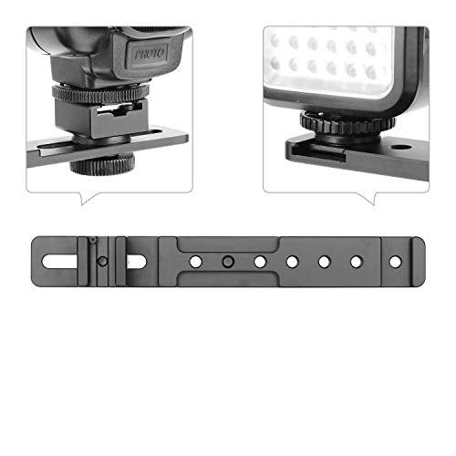 ChromLives 8'' Cold Shoe Extension Bar, Flash Straight Bracket, Camera Dual Mount Flash Bracket Compatible with Nikon Canon Sony Olympus DSLR Camera Camcorder DV - color: Dual camera mount