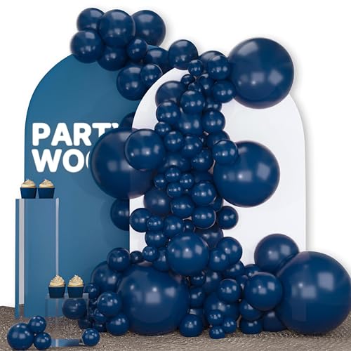 PartyWoo Navy Blue Balloons 140pcs Different Sizes of 18 12 10 5 Inch Dark Blue Balloon Arch Kit Garland for Graduation Wedding Sports Theme Boy Baby Shower Men Birthday Party Decorations Blue-Y72 - color: Blue-y72