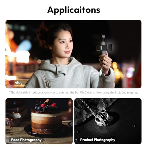 ULANZI LM001 Magnetic Fill Light for DJI Osmo Pocket 4/3/Xtra Muse, 2W 5800K LED Light with CRI ≥95, 500mAh USB C Rechargeable, IPX4 Waterproof, 3-Level Brightness, for Vlog & Outdoor