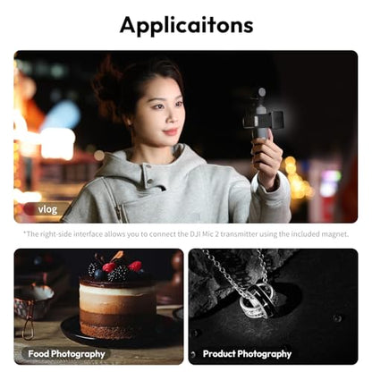 ULANZI LM001 Magnetic Fill Light for DJI Osmo Pocket 4/3/Xtra Muse, 2W 5800K LED Light with CRI ≥95, 500mAh USB C Rechargeable, IPX4 Waterproof, 3-Level Brightness, for Vlog & Outdoor