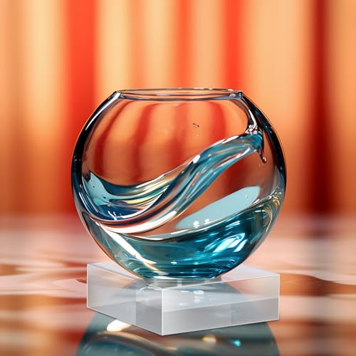 Vicenpal 4 Pieces Acrylic Square Display Block 3 x 3 x 1 Inches, 4 x 4 x 1 Inches Clear Polished Acrylic Cube Acrylic Jewelry Display Stand Ring Showcase Display Holder Base