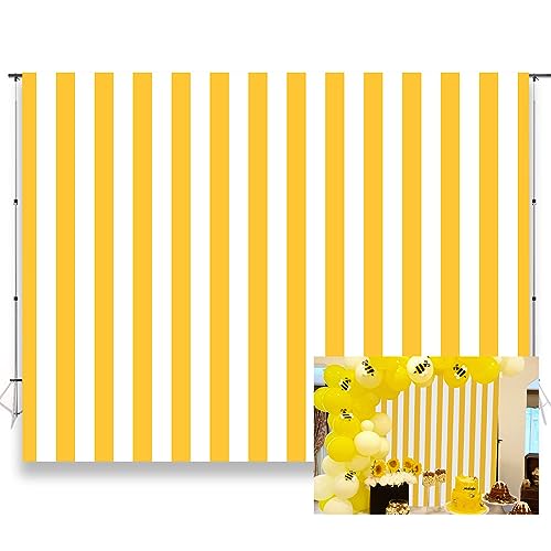 7x5ft Yellow and White Striped Photography Backdrop Vertical Streak Textured Background Birthday Party Decoration Photo Studio Props Banner Adult Elder Girl Boy Wallpaper KU250 - color: Yellow, size: 7x5FT