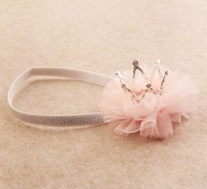 Nishine 1.3"x1.3" Mini Baby Girl Tulle Crown Headband Toddler Princess Crown Tiaras Birthday Photography (Silver, Elastic) - color: Silver