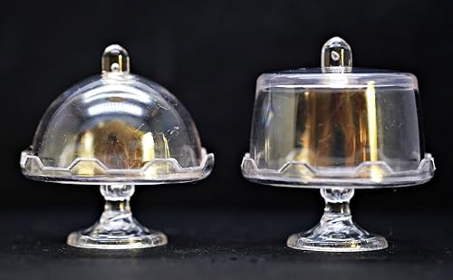 Mini Transparent Cake Stand with Lid 2 Mix Transparent Display Stand with Cover Garden Display Minimal Decoration