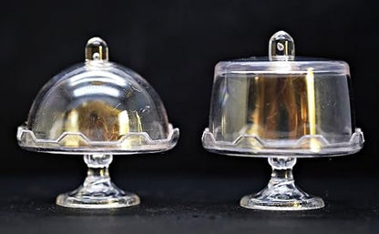 Mini Transparent Cake Stand with Lid 2 Mix Transparent Display Stand with Cover Garden Display Minimal Decoration