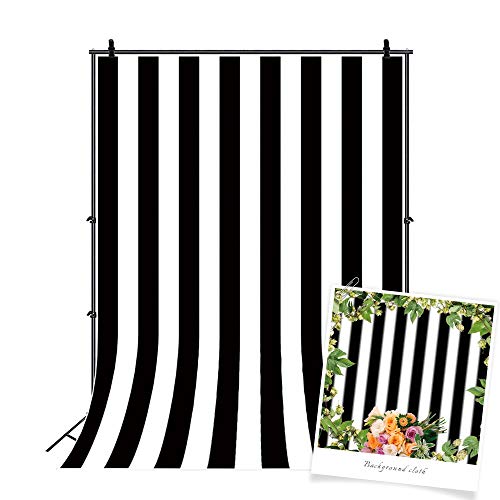 AOFOTO 10x7ft Black and White Striped Pattern Photography Backdrop Streak Texture Background Birthday Party Decoration Photo Studio Props Baby Shower Banner Kid Girl Boy Bride Adult Elder Wallpaper - size: 10x7ft